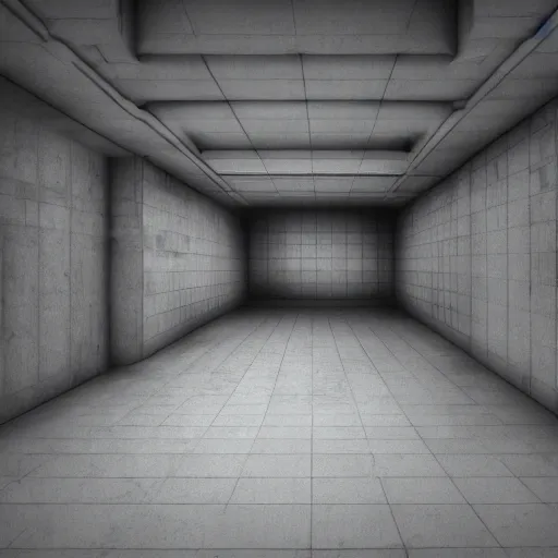 Image similar to gritty, cinematic, liminal space, 3d render, photorealism