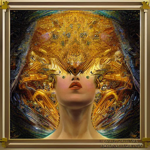 Image similar to Divine Chaos Engine by Karol Bak, Jean Deville, Gustav Klimt, and Vincent Van Gogh, fractal structures