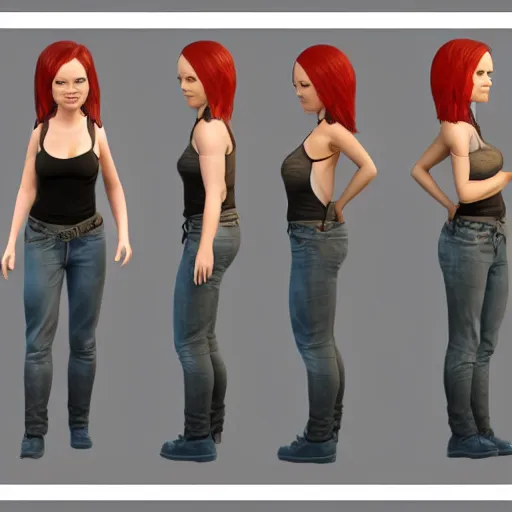 Prompt: christina hendrix character model, default t - pose, orthographic front, photorealistic