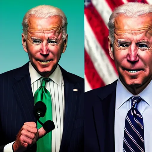 Prompt: Joe Biden turning into the green goblin, comic