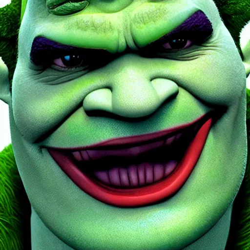 Prompt: shrek as the joker from the new batman film