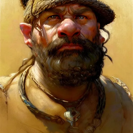 Image similar to highly detailed portrait of a dwarf peasant in the form of a tough male.. art by donato giancola, eugene delacroix, ruan jia, carl larsson, peter mohrbacher. trending on artstation, intricate details, energetic composition, golden ratio, concept art, illustration, elegant art, global illuminaition