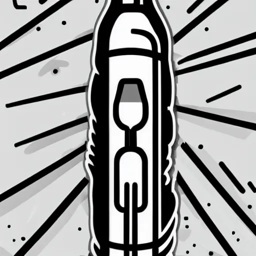 Prompt: outline graphic illustration of a rocket being loaded with digital ideas as rocket fuel. Done in the style of dribble illustrations for websites. Black, white and yellow