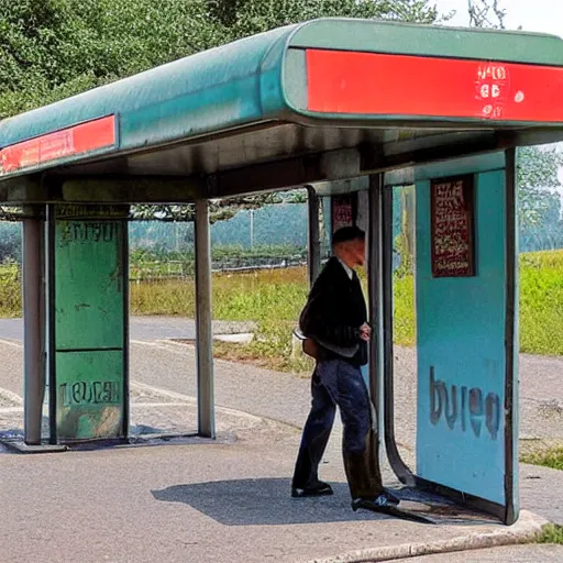 Prompt: soviet bus stop