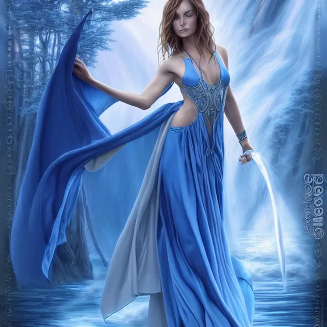 Prompt: beautiful!! water witch with intricate blue robes artgerm anne stokes highly detailed 8 k hdr smooth sharp focus high resolution award - winning photo photorealistic