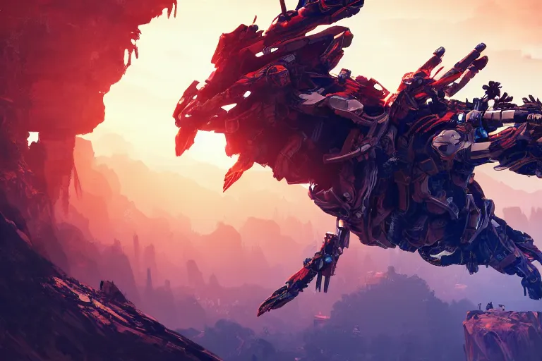 Image similar to strider machine mecanical creature robot of horizon forbidden west horizon zero dawn bioluminiscence global illumination ray tracing hdr fanart arstation by ian pesty and alena aenami artworks in 4 k