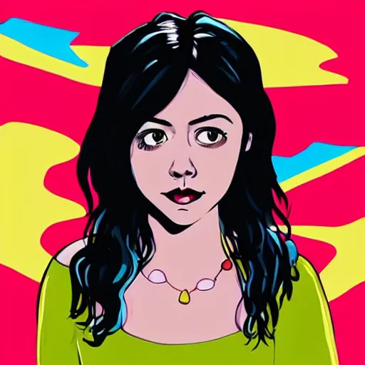 Prompt: young witch aubrey plaza, art by sam yang