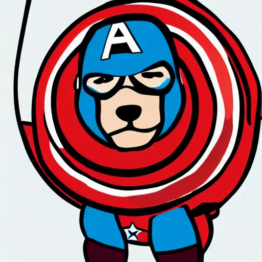 Image similar to corgi dressed as captain america, comic, vector art