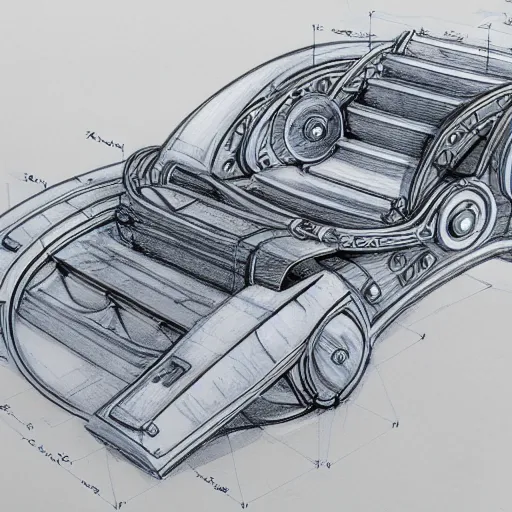 Image similar to hyper realistic sketch of time travel machine blueprints, highly detailed