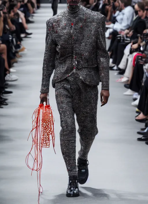 Image similar to hyperrealistic and heavy detailed balenciaga runway show of hannibal lecter, leica sl 2 5 0 mm, vivid color, high quality, high textured, real life