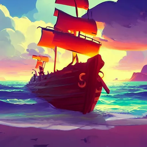 Image similar to painting treasure on sea of thieves game smooth median photoshop filter cutout vector, behance hd by jesper ejsing, by rhads, makoto shinkai and lois van baarle, ilya kuvshinov, rossdraws global illumination