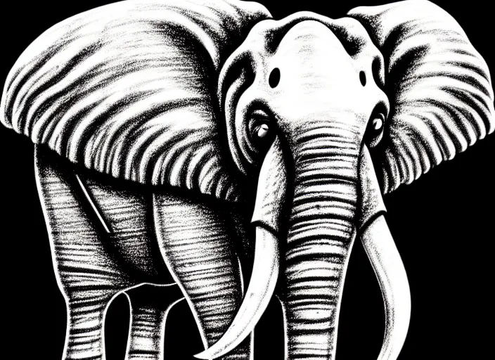 Prompt: an extremely detailed masterpiece grunge drawing of an elephant, in the style of richard avedon, after life, loony toons style, horror themed, detailed, elegant, intricate, trending on artstation, 4 k