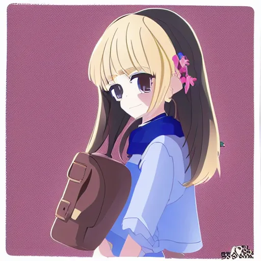 Image similar to character portrait of high school girl in the style of kyoto animation, in simple back ground, trending on art station