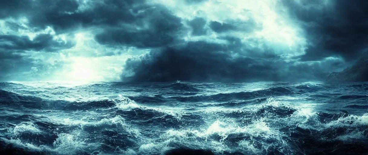 Image similar to ocean monster dramatic lighting cinematic establishing shot extremely high detail foto realistic cinematic lighting post processed