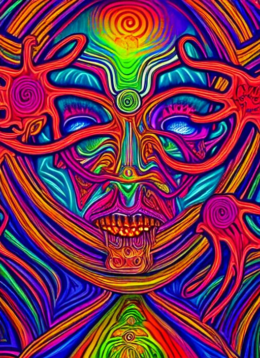 A psychedelic portrait of a DMT demon, painting in the | Stable ...