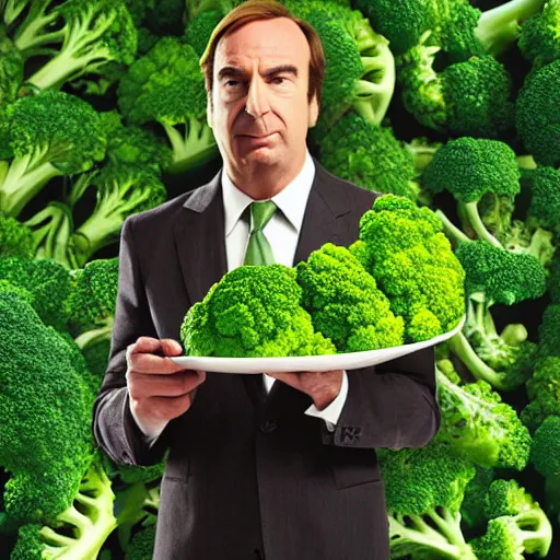 Prompt: saul goodman eating broccoli