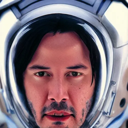 Image similar to Keanu reeves in a spacesuit, headshot, photo still