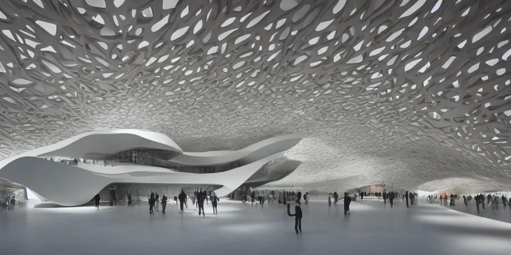 Prompt: museum design by zaha hadid, highly detailed, high quality