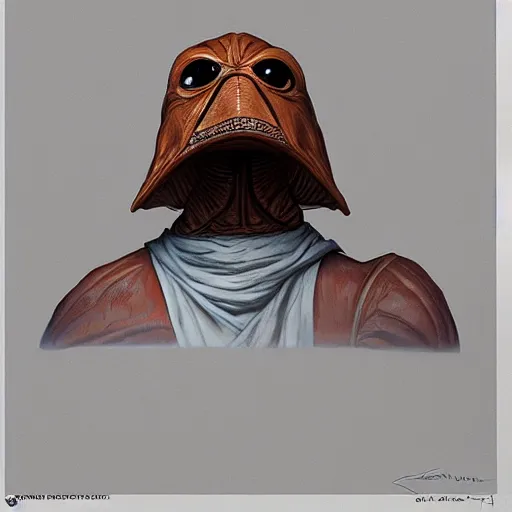 Image similar to admiral ackbar as a sith master, concept art, Ralph McQuarrie, detailed, 4k