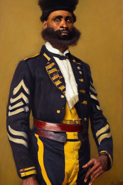 Prompt: full body portrait of the dictator of the indiana pacers, 1 8 8 9, in full military garb, oil on canvas by william sidney mount, trending on artstation