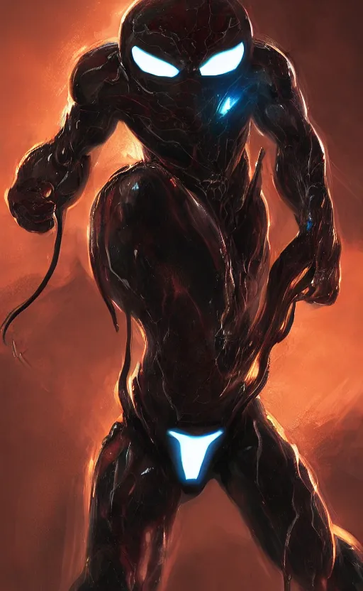 Image similar to venom as ironman, dynamic lighting, photorealistic fantasy concept art, trending on art station, stunning visuals, terrifying, creative, cinematic