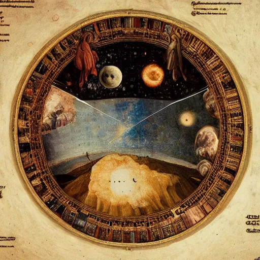 Image similar to The creation of the universe in the style of Leonardo da Vinci