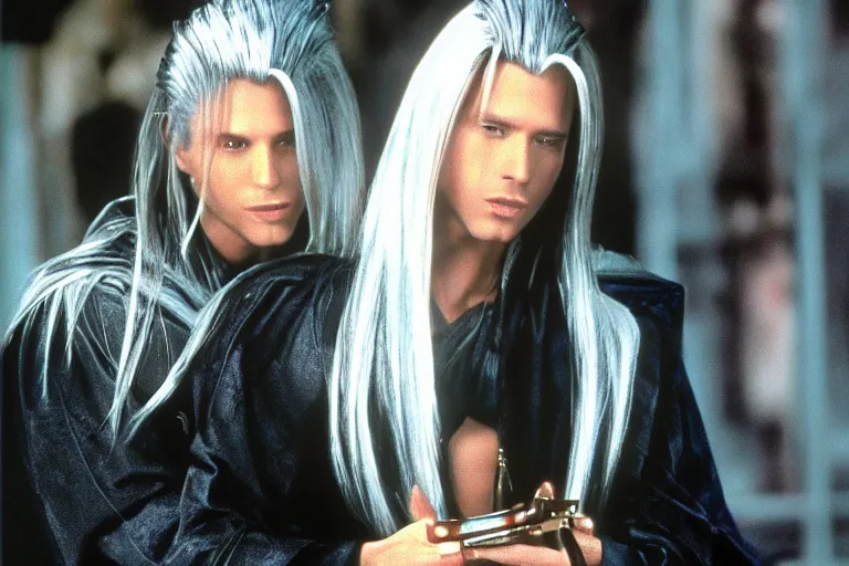 Image similar to Sephiroth in Friends (1997), highly detailed, high quality, HD, 4k, 8k, Canon 300mm, professional photographer, 40mp, lifelike, top-rated, award winning, realistic, sharp, no blur, edited, corrected, trending