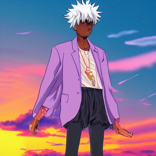 Prompt: insanely detailed vapor wave 2 1 savage miami sunset anime