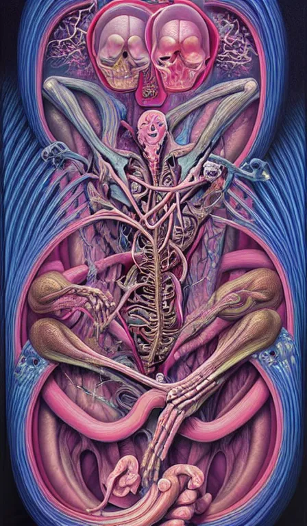 Image similar to a biomorphic painting of a magician tarot card, a anatomical medical illustration by nychos and alex grey, cgsociety, neo - figurative, pastel blues and pinks, detailed painting, rococo, oil on canvas, lovecraftian