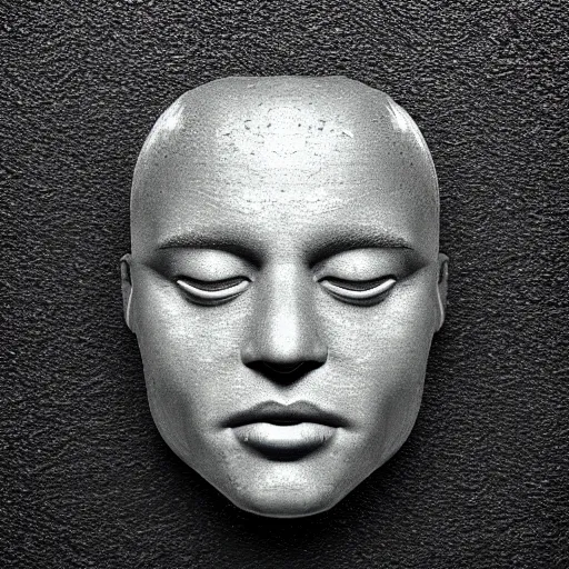 Image similar to icon of a realistic human head made out of water, dark background