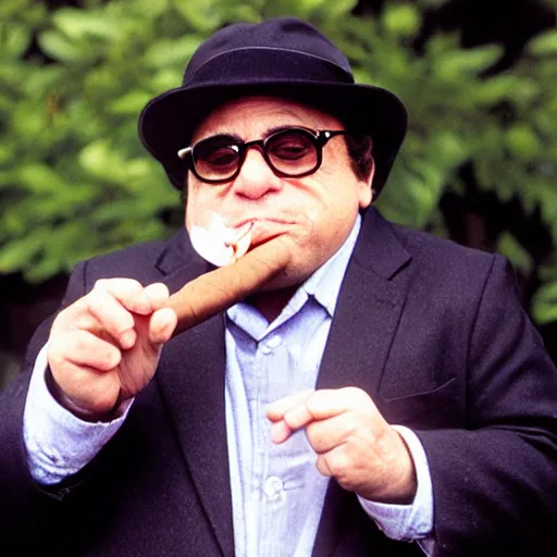 Image similar to Danny Devito smoking a cigar