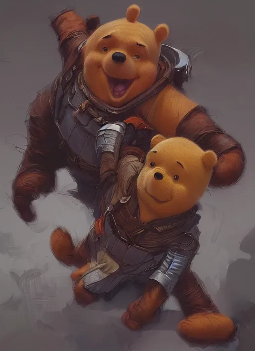 Image similar to Portrait Winne the Pooh, marvel comics, dark, intricate, highly detailed, smooth, artstation, digital illustration by Ruan Jia and Mandy Jurgens and Artgerm and Wayne Barlowe and Greg Rutkowski and Frank Frazetta