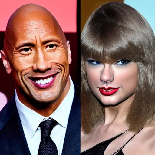 Image similar to Dwayne the rock Johnson as Taylor swift