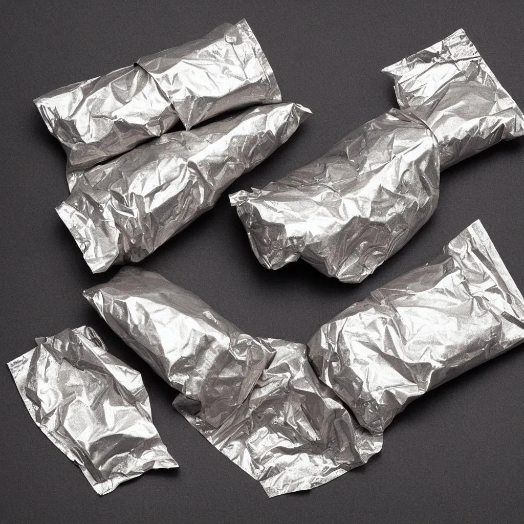 Prompt: a metallic condom wrapper