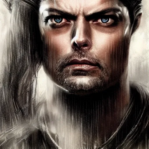 Image similar to karl urban as, film nior, darkwave, darksynth character portrait, sharp, digital matte painting, art by luis royo, greg rutkowski, wlop, dramatic lighting, trending on artstation