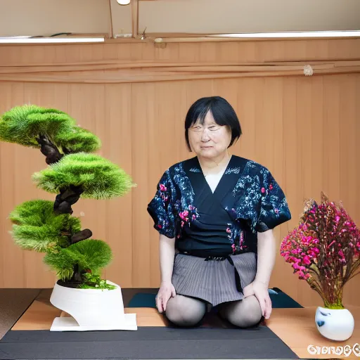 Prompt: a photo of 8k Ikebana, ikenobo, ohararyu, sougetsu, wide angle, full body, sony a7r3, ultra detail, photorealistic, in simple background