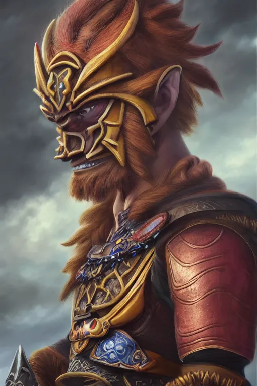 Prompt: Ganondorf from Zelda oil on canvas, intricate, portrait, 8k highly professionally detailed, HDR, CGsociety