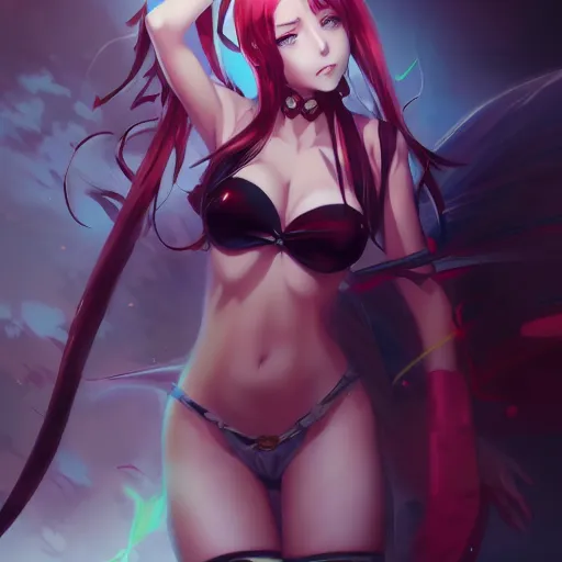 Prompt: anime portrait of succubus as an anime girl by Stanley Artgerm Lau, WLOP, Rossdraws, James Jean, Andrei Riabovitchev, Marc Simonetti, and Sakimichan, trending on artstation