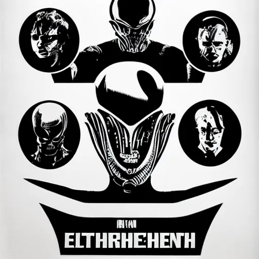 Image similar to individual intelligent xenomorph silk screen butcher billy style