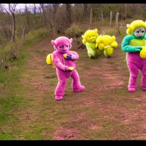 Image similar to Trail cam footage of the Teletubbies