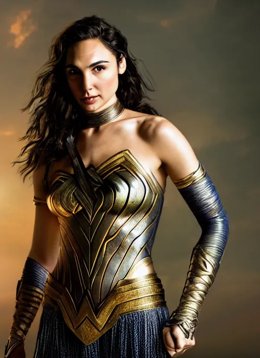 Prompt: portrait of gal gadot turned into a genie, by francis giancobetti, natural light, detailed face, canon eos c 3 0 0, ƒ 1. 8, 3 5 mm, 8 k, medium - format print, full body shot