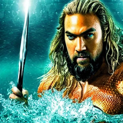 Prompt: aquaman with the face of Nicholas Cage, ocean, cinematic, HD