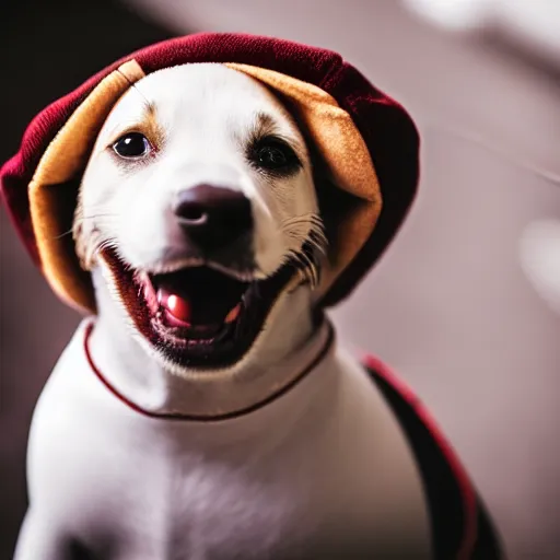 Image similar to Photograph of a puppy wearing a baseball cap