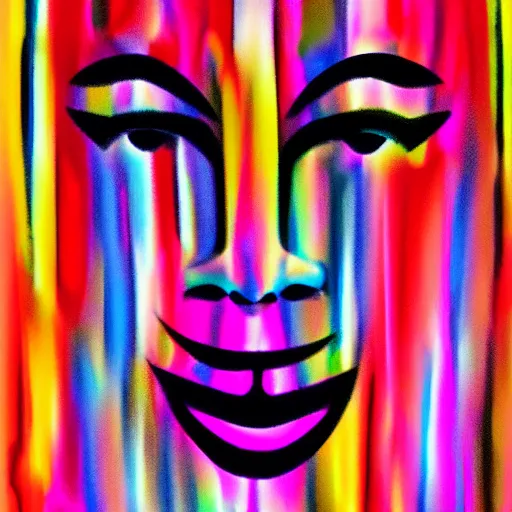 Prompt: abstract face made from narrow vertical streaks of color