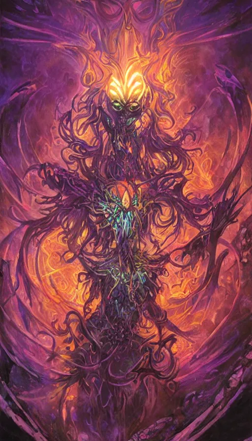 Image similar to psytrance artwork, from magic the gathering