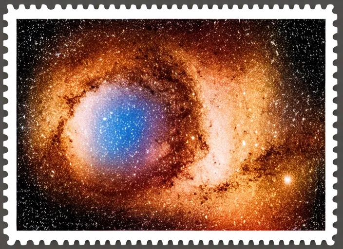 Image similar to a minimalistic isometry of milky way galaxy as a postage stamp