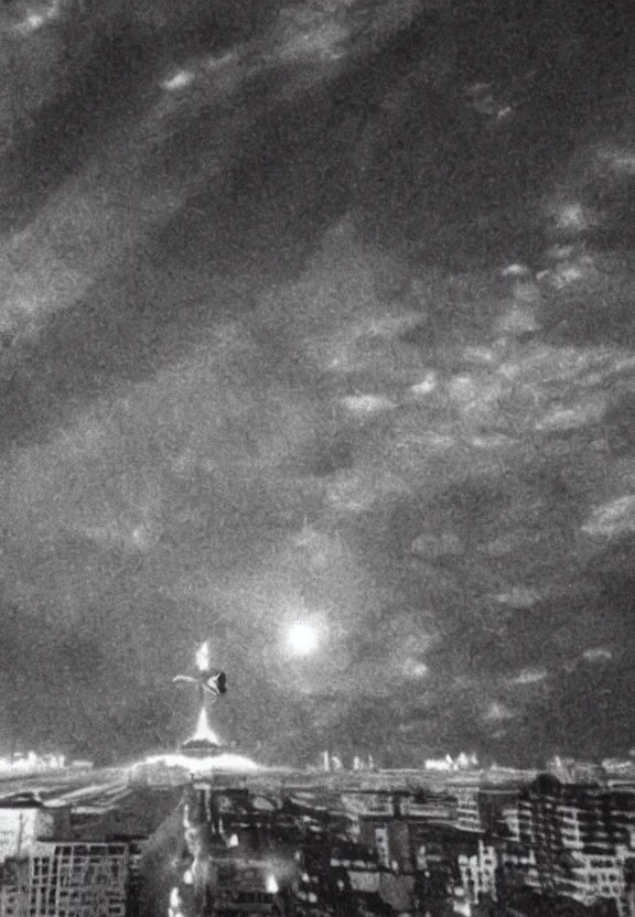 Image similar to Pulgasari the North Korean starfish monster destroying Pyongyang city, volumetric lighting, filmstill, produced by Kim Jong-il, Kodachrome, kaiju-eiga, monster movie, communist propaganda, film noir, 35mm film grain, Cooke Varotal 20-100mm T3.1, monochrome, in the style of Ishirō Honda and Akira Kurosawa