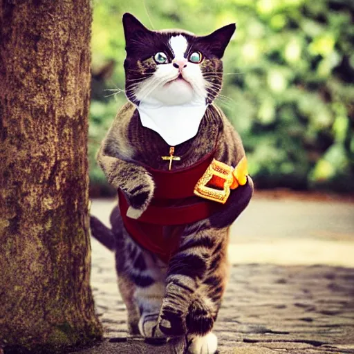 Prompt: a cat dressed as a wizard. Photography.