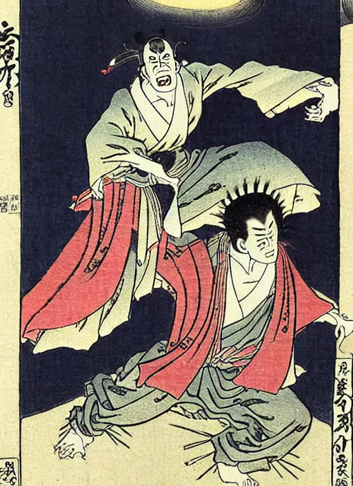 Image similar to frankenstein as a yokai illustrated by kawanabe kyosai and toriyama sekien