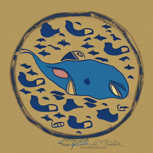 Image similar to whale in style of haida gwaii, pacific northwest, native american art, simple